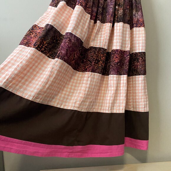 Handmade Plus Size Linen Cotton Batik Pink Multicolour Peasant Dress - Picture 14 of 16